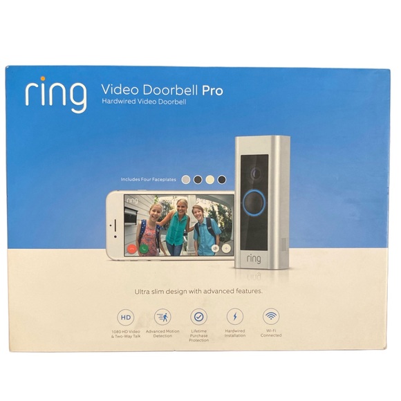 RING VIDEO DOORBELL PRO - HARDWIRED VIDEO DOORBELL (Includes 4 faceplates) - Picture 1 of 8